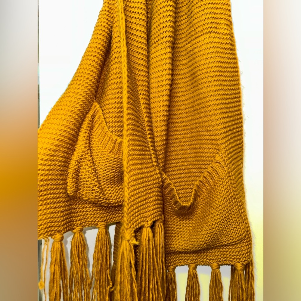 Anthropologie Oversized Mustard Yellow Scarf